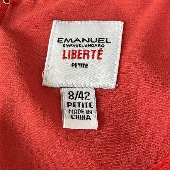 Emanuel Ungaro Liberte Orange Sleeveless Sheath Dress Size 8P Colorful Chic - Picture 8 of 9